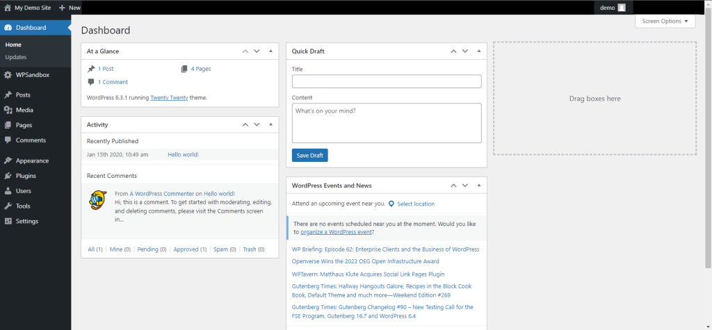 WordPress Dashboard